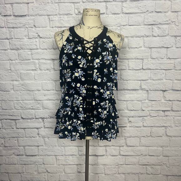 White House Black Market Floral Tank Blouse Women Size Small - Picture 1 of 7